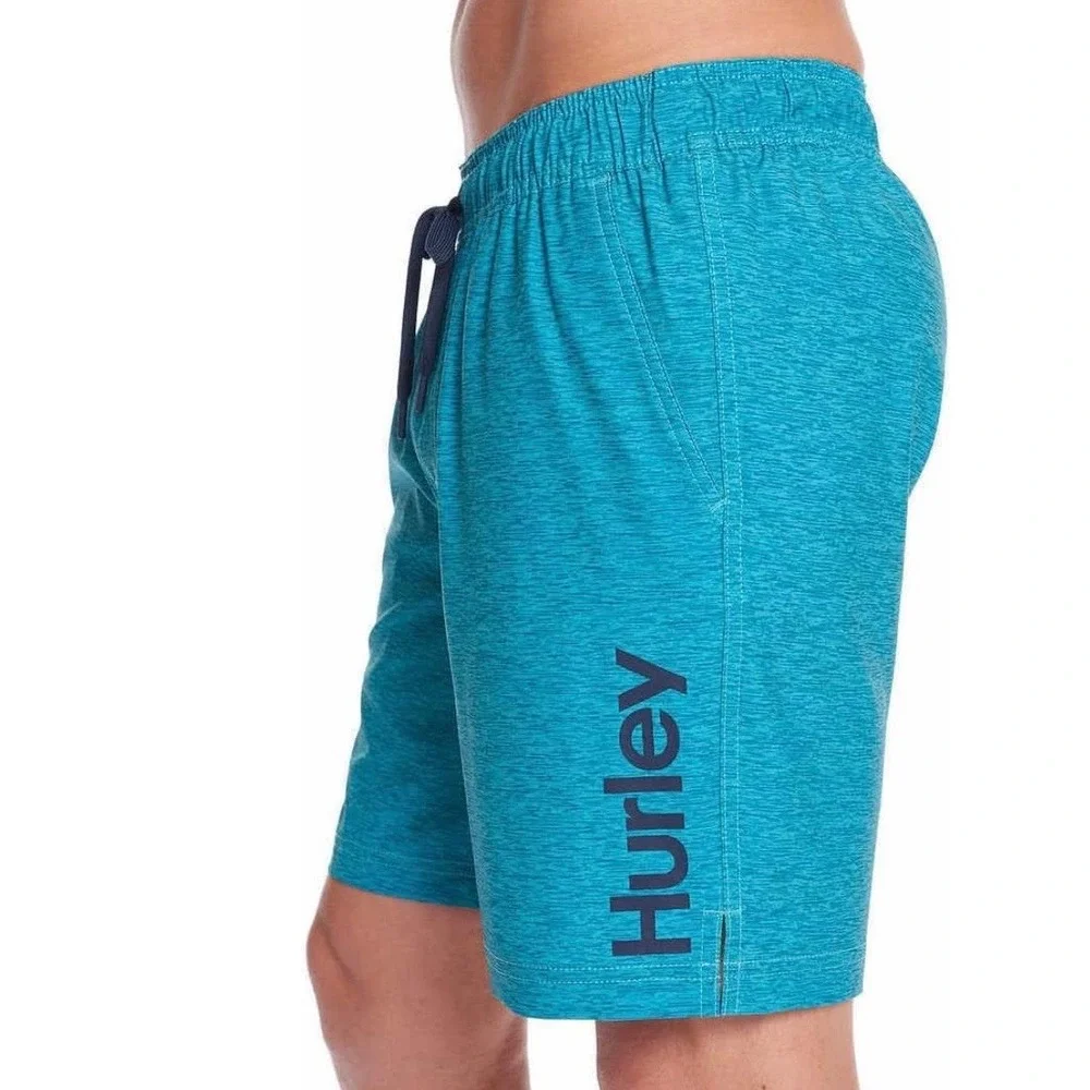 Hurley Mens Teal Space Dye Swim Shorts Medium Compression Liner Trunks